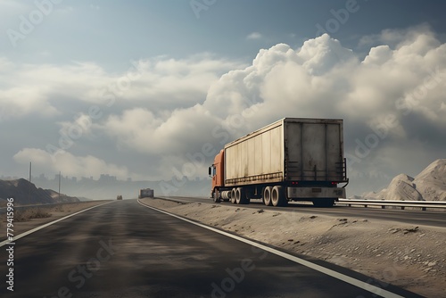 Truck on the highway. Freight transportation