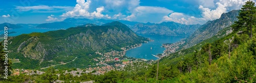 Panorama of Boka Kotorska bay in Montenegro © dudlajzov