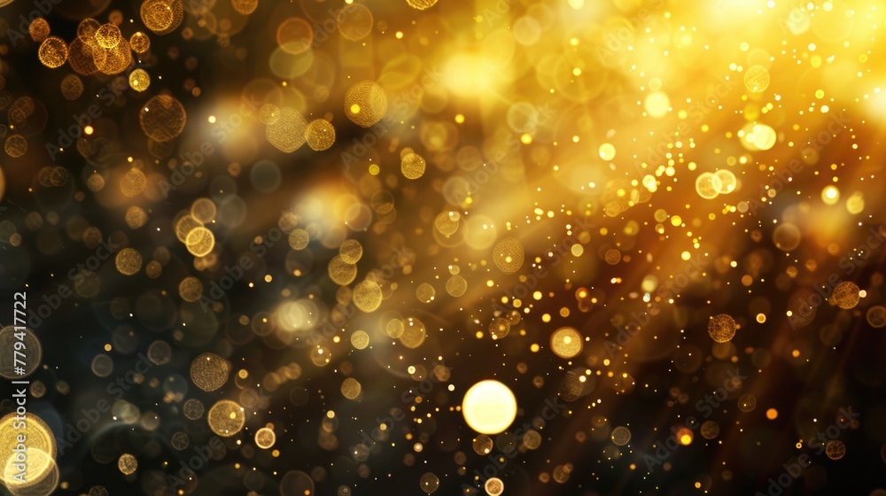 Bokeh light particles on a warm dark gold and black background. Bokeh light particles on a warm dark gold and black background.