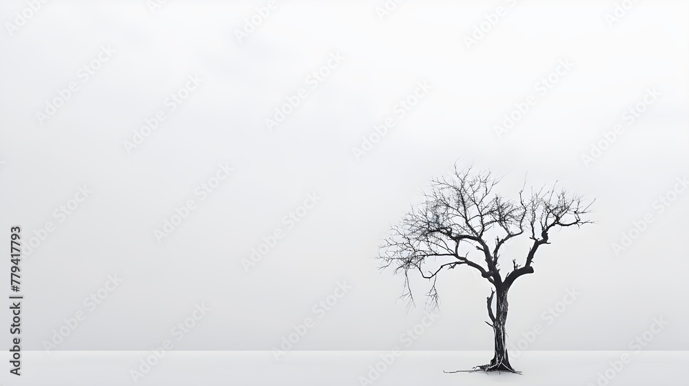 Obraz premium Dried black tree on isolate on white background