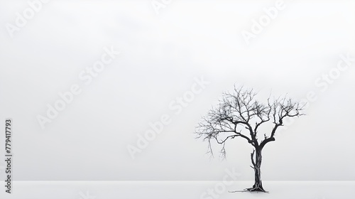 Dried black tree on isolate on white background  © Tentendigitalart