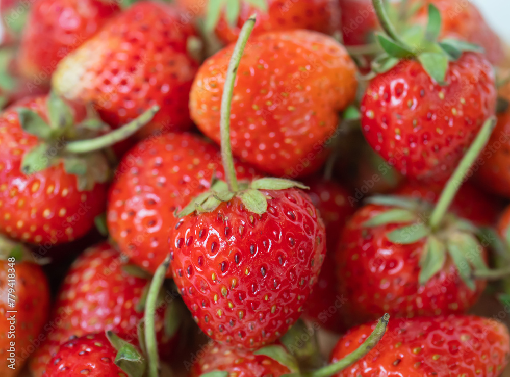Red ripe strawberries background. Close up, top view. Red ripe strawberries background. Close up, top view.