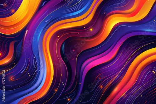 Vibrant abstract swirls of purple  orange  and yellow  concept of dynamic motion and energy in modern digital artwork