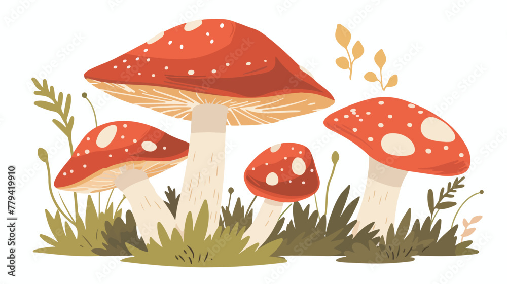 Mushroom illustration vector on white background. flat