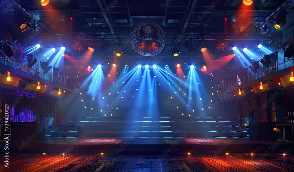 Stage with illuminated lights