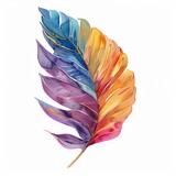 Vivid tropical leaf in watercolor, isolated on white, clipart charm