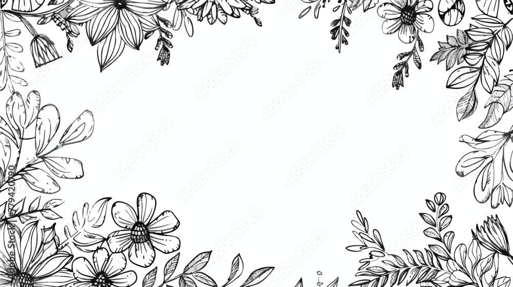 Ornamental floral zentangle banner frame border. Hand