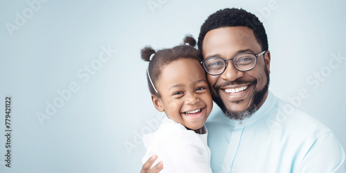 Portrait of a happy and smile pretty girl daughter and  Father  , Father's day, Children's day, Studio shot,
