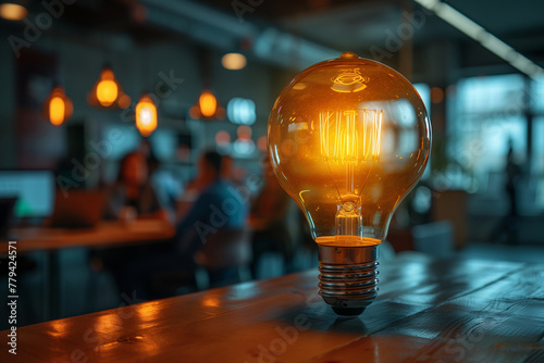 An amber lanternshaped lamp made of glass is sitting on a wooden table. It adds a fun touch to the barware at the event photo