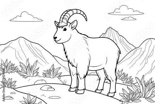 Obraz na płótnie Mountain goat colouring book 