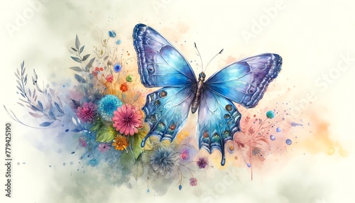 Watercolor Painting of Silvery Blue Butterfly