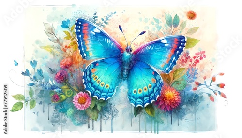 Watercolor Painting of Spring Azure Butterfly © monkik.