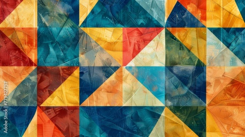 A colorful batik texture background with geometric shapes, great for a modern and artistic design