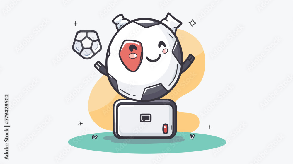 Illustration of power bank cartoon isolated playing soccer