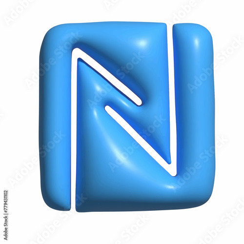 3D Render of a Blue NFC Module Icon on a White Background