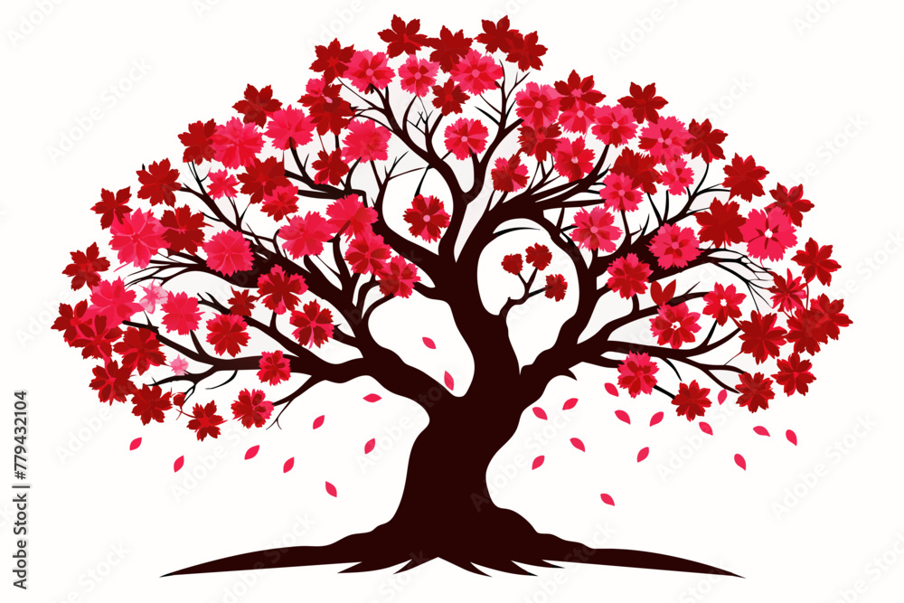 Obraz premium Cherry Isolated Tree Silhouettes white background