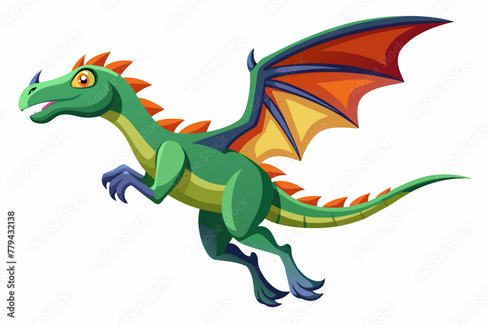 Obraz premium Dinosaur fly vector image white background