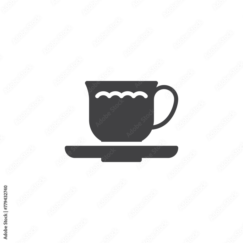 Coffee cup and saucer vector icon Coffee cup and saucer vector icon