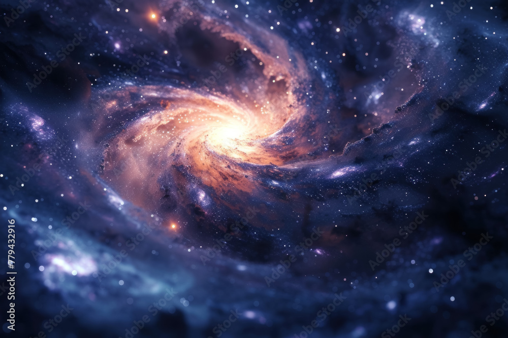 Spiraling Galaxy in Deep Space Illustrating Cosmic Beauty