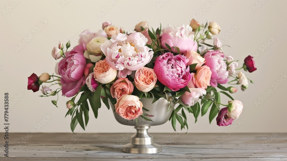 A captivating design that celebrates the beauty of peonies and roses AI generated illustration A captivating design that celebrates the beauty of peonies and roses AI generated illustration