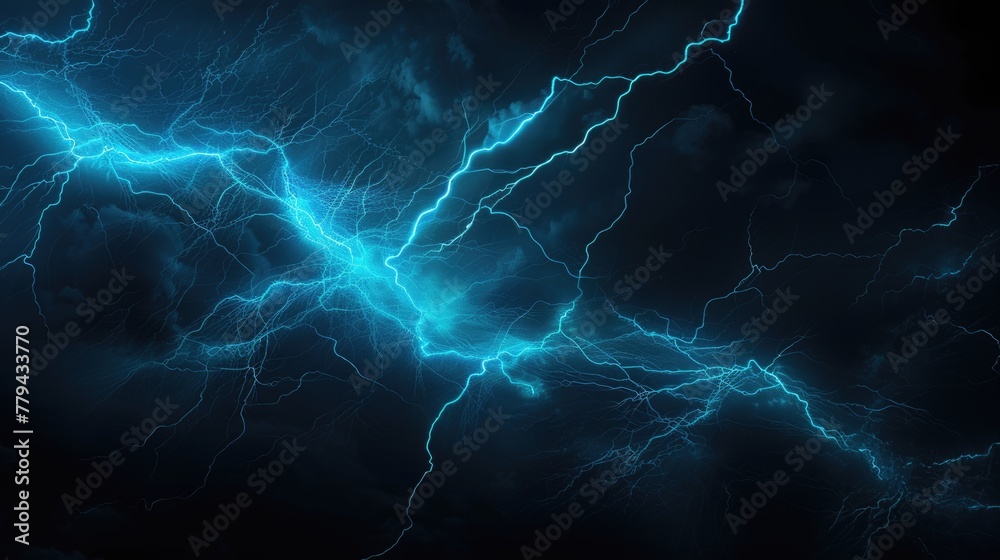 Flash of lightning on dark background