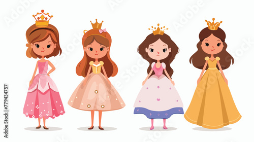 Little princess girl cartoon isolated 