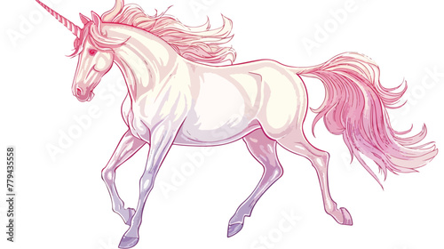 Magic unicorn sketch for your design flat vector isolated