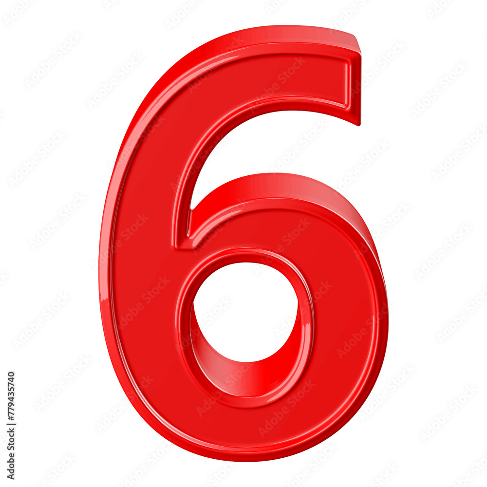 3d red number 6