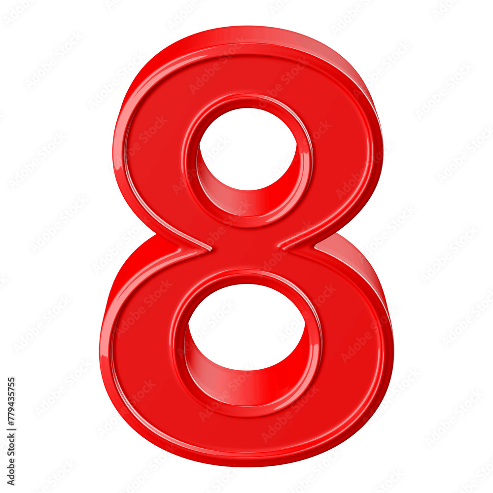 3d red number 8