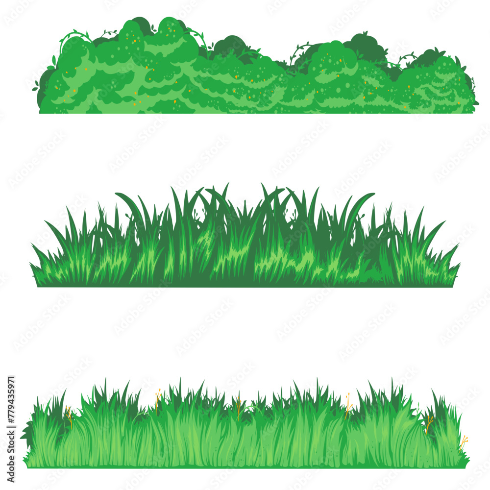 Obraz premium Grass Cartoon Illustration Vector. Grass Element Decoration Nature