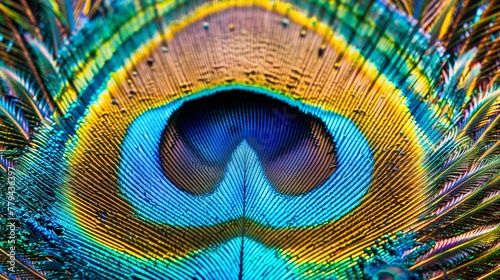The vibrant colors of a peacock feather  AI generated illustration © Olive Studio