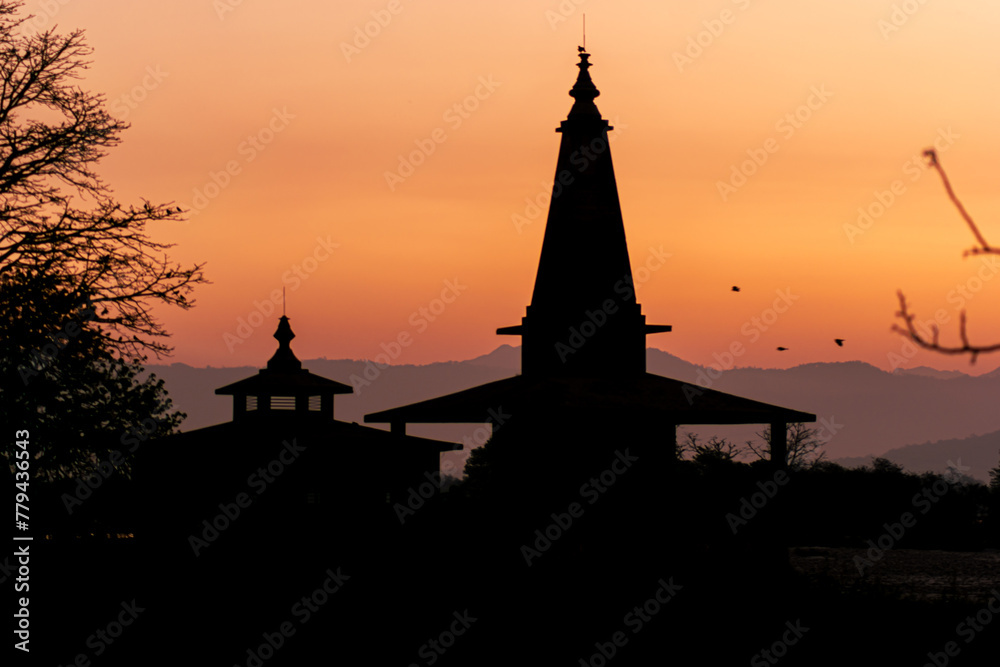 Beautiful Temple silhouette with early morning sky. Beautiful Temple silhouette with early morning sky.