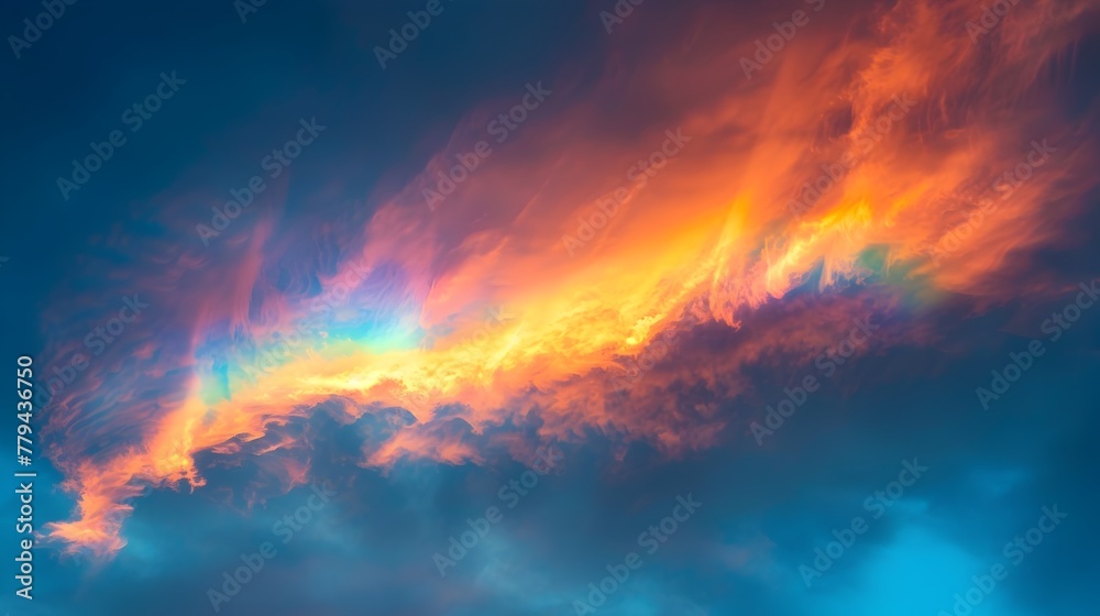 Fiery Celestial Spectacle:Dramatic Stormy Sky Ablaze with Vibrant,Majestic Sunset Hues