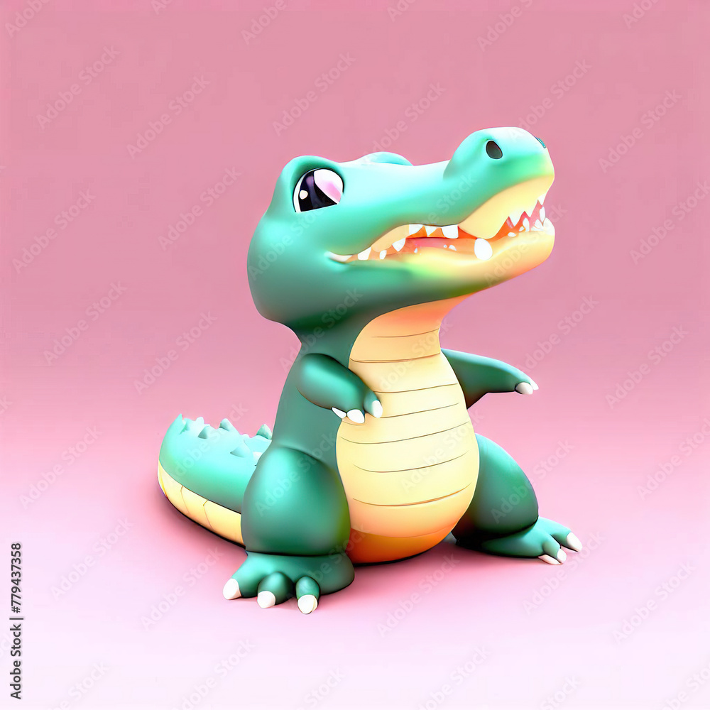Fototapeta premium 3D furry forest animal with beautiful colors and white background. with Generative AI technology 