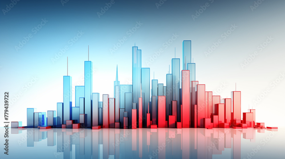 Red and gray modern vector infographic design template with city in background.