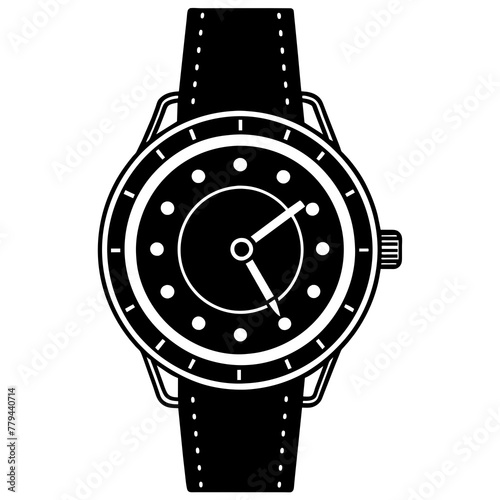 wrist watch, black Table clock silhouette vector illustration,icon,svg,watch characters,Holiday t shirt,Hand drawn trendy Vector illustration,watch on black background