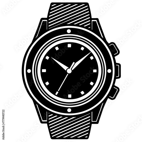wrist watch, black Table clock silhouette vector illustration,icon,svg,watch characters,Holiday t shirt,Hand drawn trendy Vector illustration,watch on black background