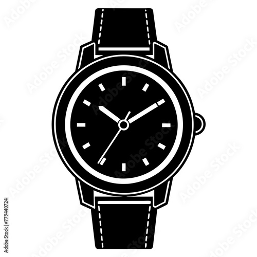 wrist watch, black Table clock silhouette vector illustration,icon,svg,watch characters,Holiday t shirt,Hand drawn trendy Vector illustration,watch on black background