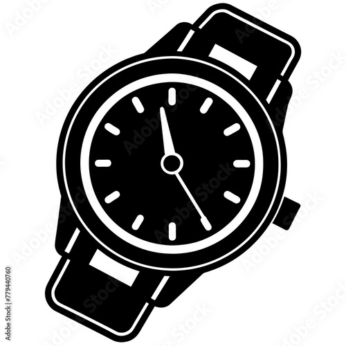 wrist watch, black Table clock silhouette vector illustration,icon,svg,watch characters,Holiday t shirt,Hand drawn trendy Vector illustration,watch on black background