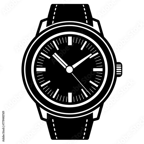 wrist watch, black Table clock silhouette vector illustration,icon,svg,watch characters,Holiday t shirt,Hand drawn trendy Vector illustration,watch on black background