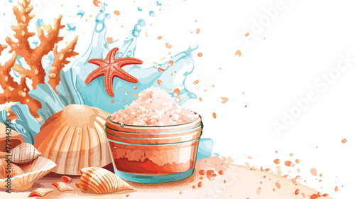 Scrub Body Therapy Cosmetic Promo Banner Vector. Scrub