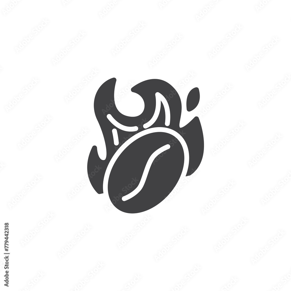 Burning coffee bean vector icon Burning coffee bean vector icon