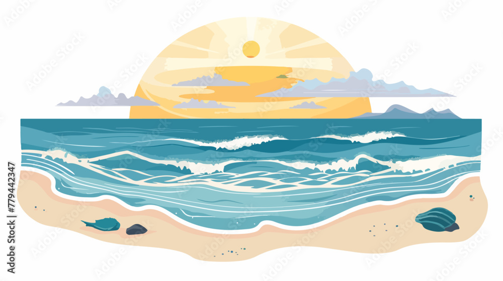 Seascape flat vector isolated on white background 