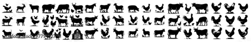 vector set of farm animal silhouettes