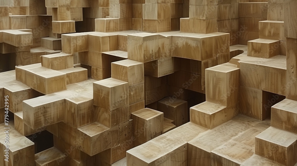 A series of cubes, spheres, and pyramids arranged in a pattern that plays tricks on the eye. Generative AI A series of cubes, spheres, and pyramids arranged in a pattern that plays tricks on the eye. Generative AI