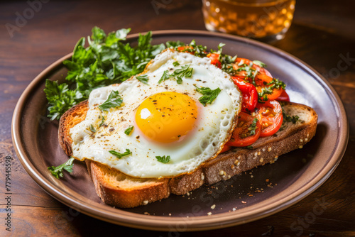 Delicious Breakfast Plate with Sunny Side Up Egg and Toast