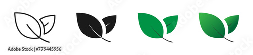 Simple leaf icon. Vector nature symbol or sign. Flat leaves logo in line, outline, filled and gradient style isolated. Eco illustration isolated.