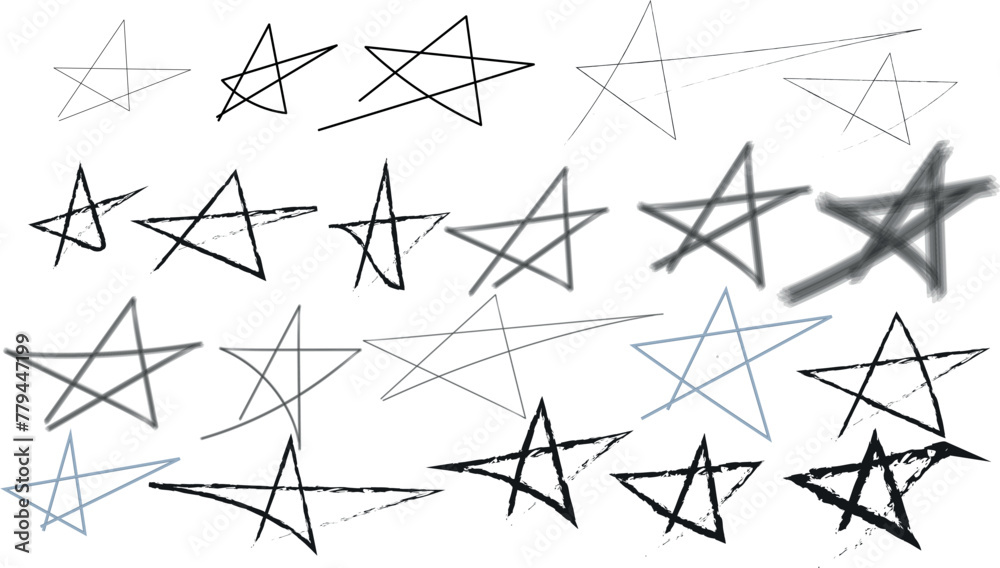 Star-shaped hand scribbles, in various shapes and sizes, allow them to be used as icons or symbols or simply as a complement to your design. Star-shaped hand scribbles, in various shapes and sizes, allow them to be used as icons or symbols or simply as a complement to your design.