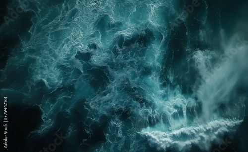 Oceanic Aerial: Stormy Waters from Above in Flat Lay View