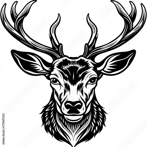 head of a deer vector  black head of a deer silhouette vector illustration icon svg deer characters Holiday t shirt Hand drawn trendy Vector illustration Face deer on black background